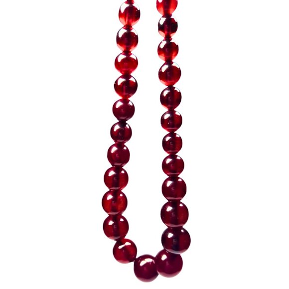 Vintage Cherry Bakelite Graduate Bead Necklace 1/20-12K Chain 15" - Picture 7 of 9
